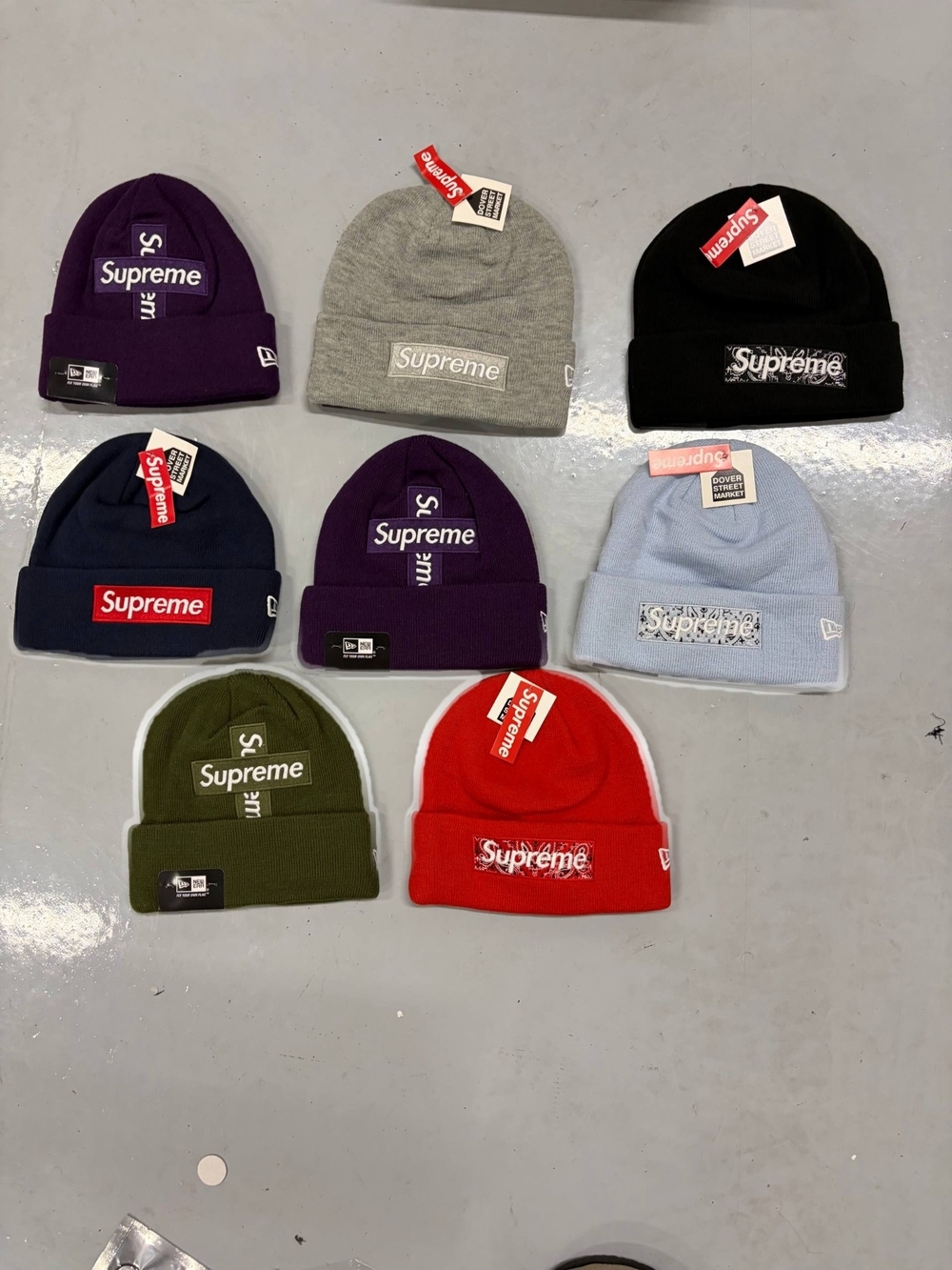 Supreme Beanies - Purple, Gray, Black, Navy, Light Blue, Olive, Red